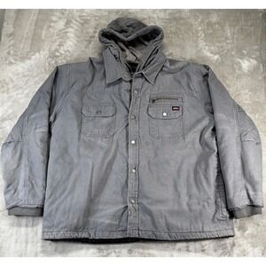 Dickies Hooded Shirt Jacket Mens 3XL Gray Excellent Quilted Canvas Workwear Coat